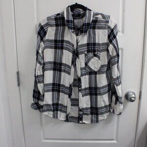 Rails Hunter Button Down Plaid Shirt Size Medium White/Blue